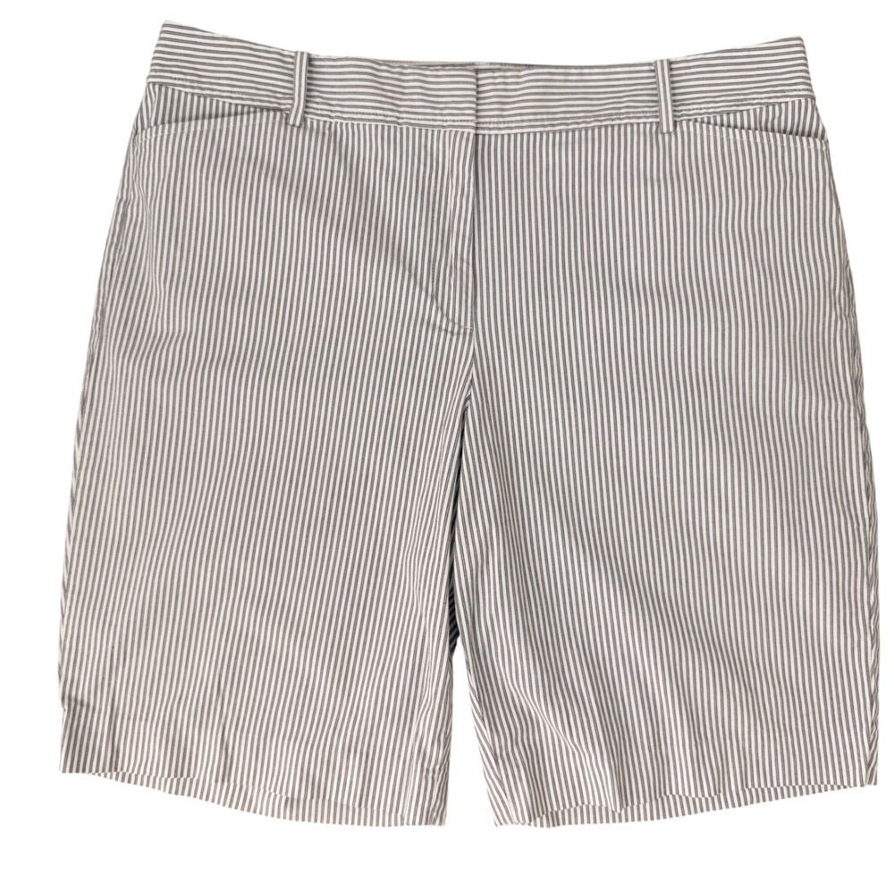 Talbots Perfect Shorts (16) Preppy Coastal Summer Black White Stripe Bermuda - Picture 2 of 12